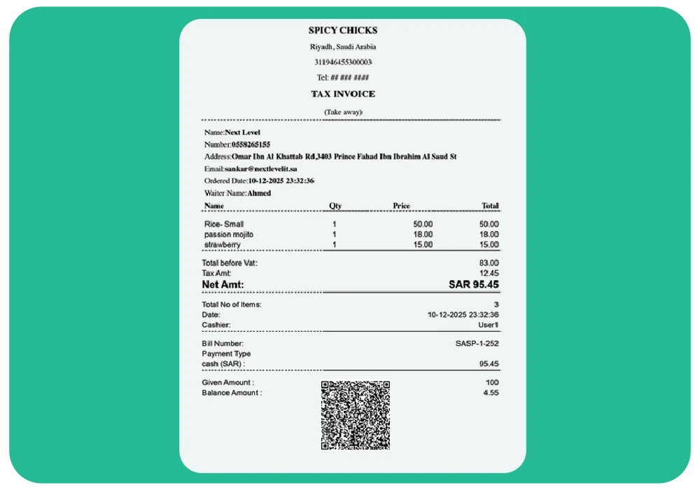 Digital Menu Management System Saudi with QR Billing